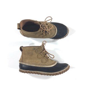 Sorel Out N About Ankle Duck Boots Womens Size 6 Tan Leather Rain NL2133